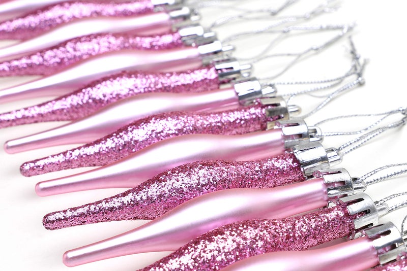 Christmas ConceptsÂ® Pack of 15-8.5cm, 85mm (3.4") Droplet Baubles - Matte & Glitter Design - Christmas Ornaments (Baby Pink) - Image 4